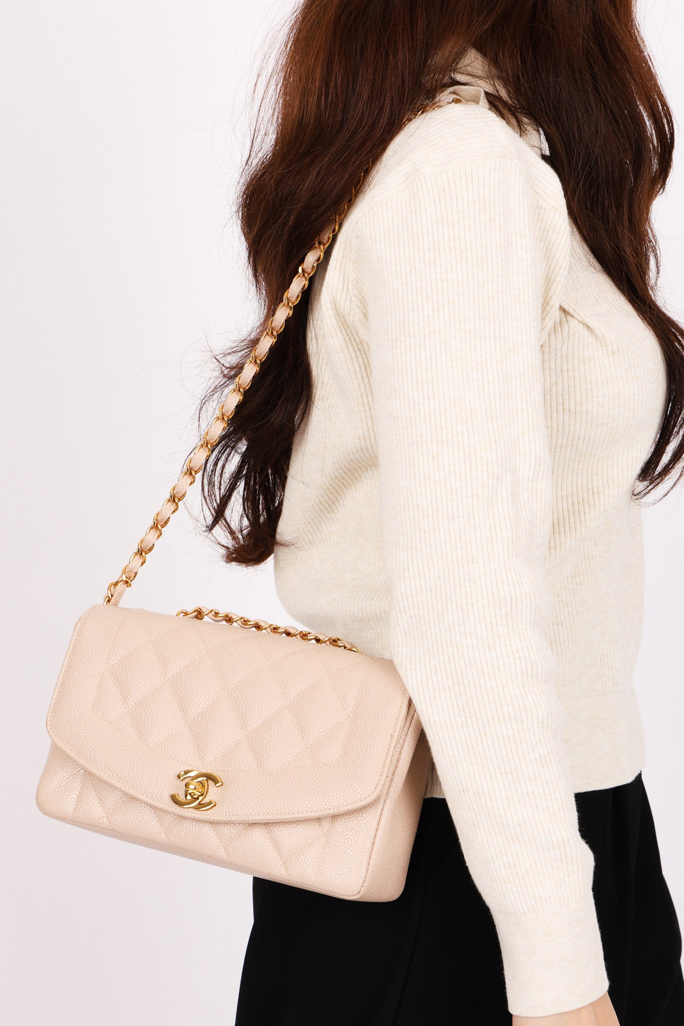 Chanel Small Diana Flap (color) Caviar 24K GP