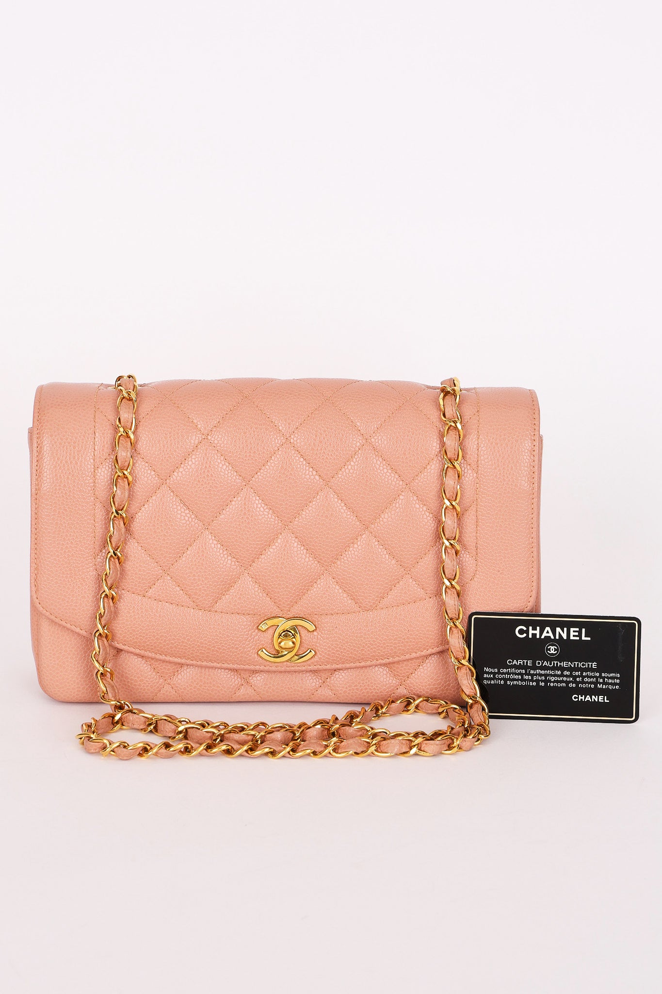 Chanel Medium Diana Flap Blush Caviar 24K GP