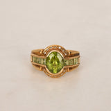 18K Diamond and Peridot Gold Ring