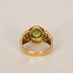 18K Diamond and Peridot Gold Ring