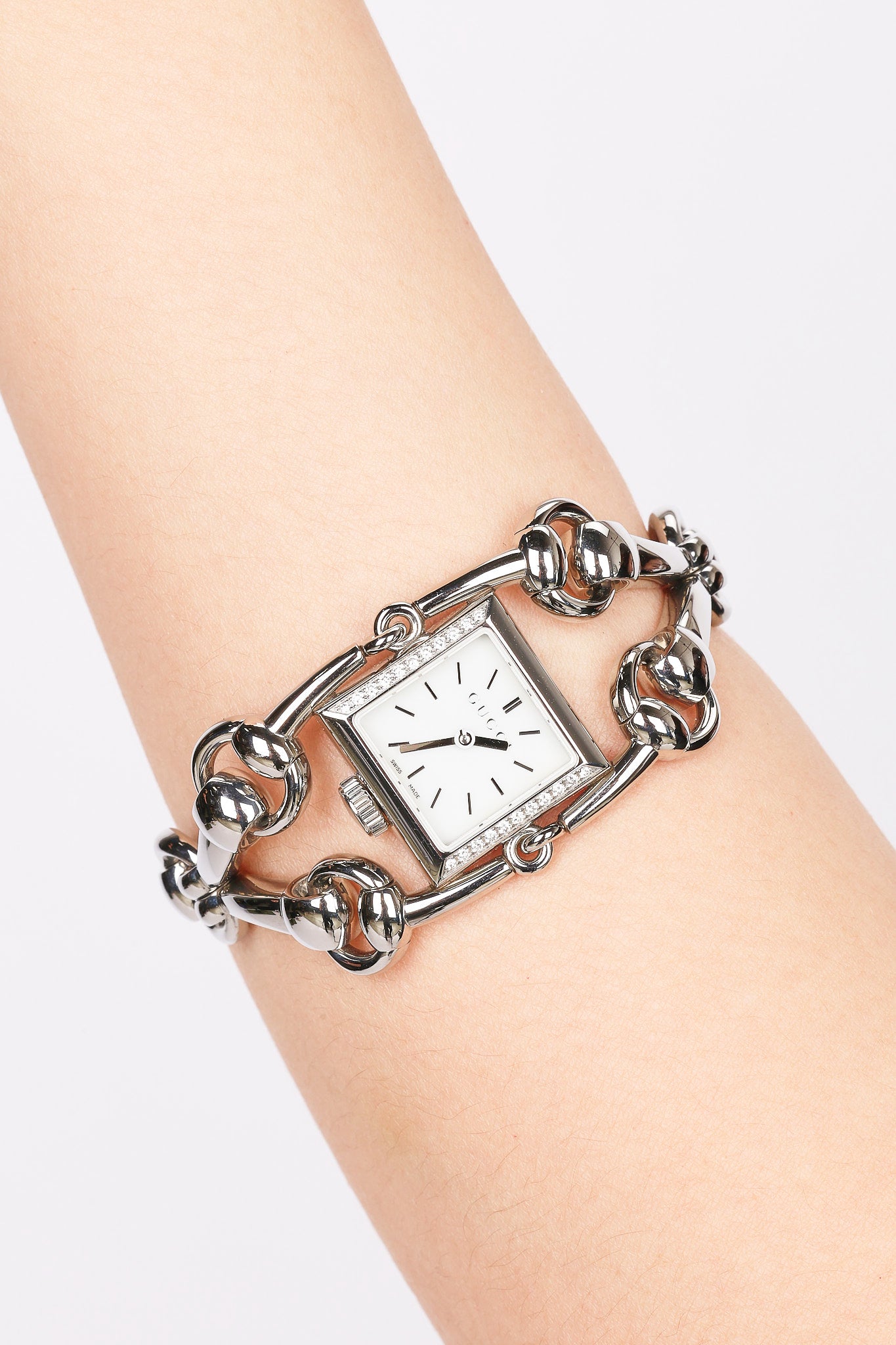 Gucci Stainless Steel Diamond Bezel 116.5 Horsebit Watch 19mm  - Drop 53