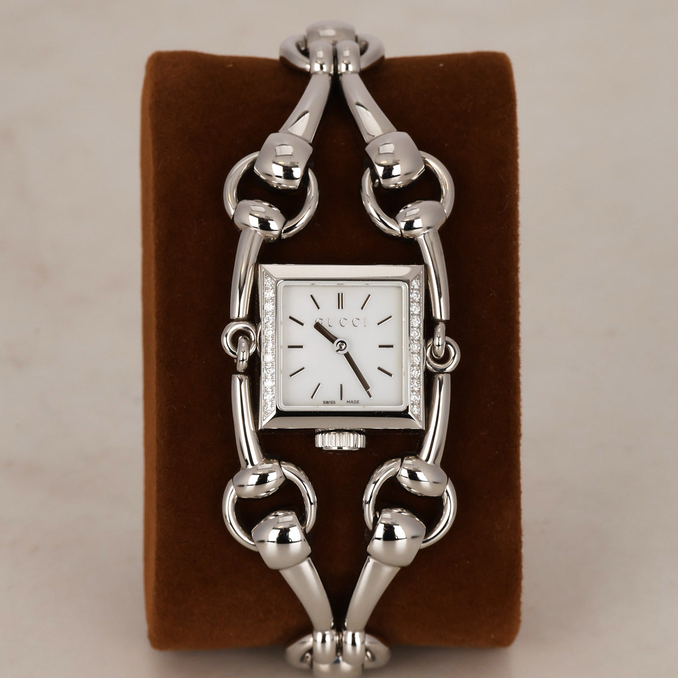 Gucci Stainless Steel Diamond Bezel 116.5 Horsebit Watch 19mm