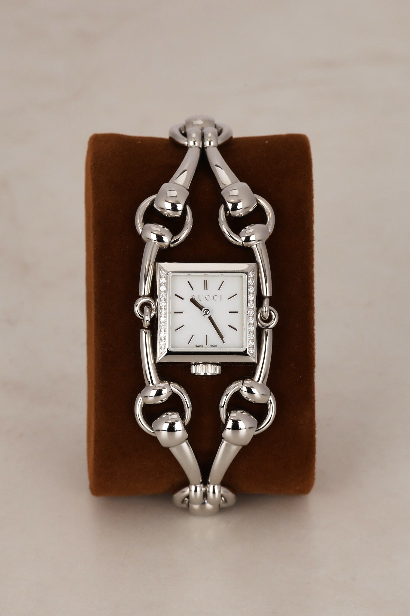 Gucci Stainless Steel Diamond Bezel 116.5 Horsebit Watch 19mm