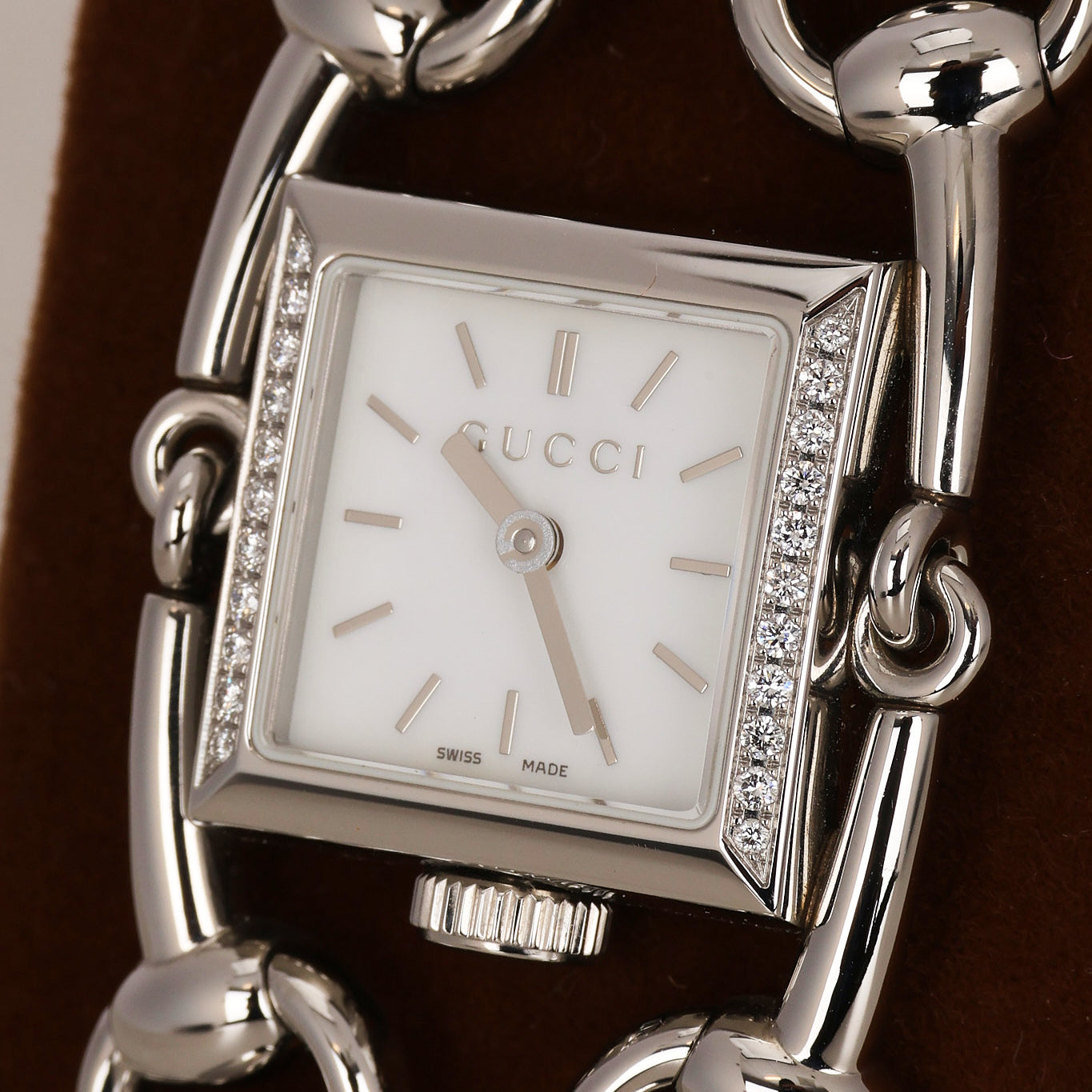 Gucci Stainless Steel Diamond Bezel 116.5 Horsebit Watch 19mm