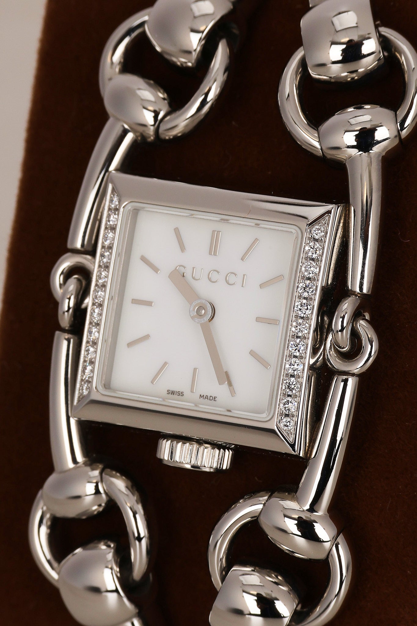 Gucci Stainless Steel Diamond Bezel 116.5 Horsebit Watch 19mm