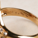 18K Yellow Gold Emerald and Ruby Diamond Crossover Ring, Size US 5.5