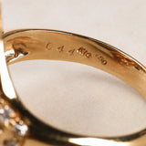 18K Yellow Gold Emerald and Ruby Diamond Crossover Ring, Size US 5.5