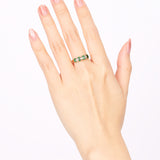 18K Yellow Gold Emerald and Diamond Channel Ring, Size US 6