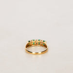 18K Yellow Gold Emerald and Diamond Channel Ring, Size US 6