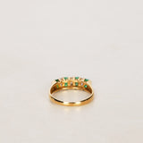 18K Yellow Gold Emerald and Diamond Channel Ring, Size US 6