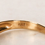 18K Yellow Gold Emerald and Diamond Channel Ring, Size US 6