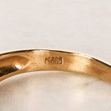 18K Yellow Gold Emerald and Diamond Channel Ring, Size US 6