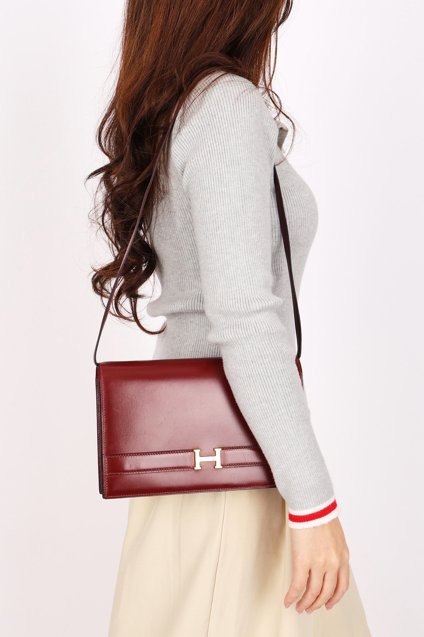 Hermès Annie Shoulder Bag Rouge H Box GHW 1984