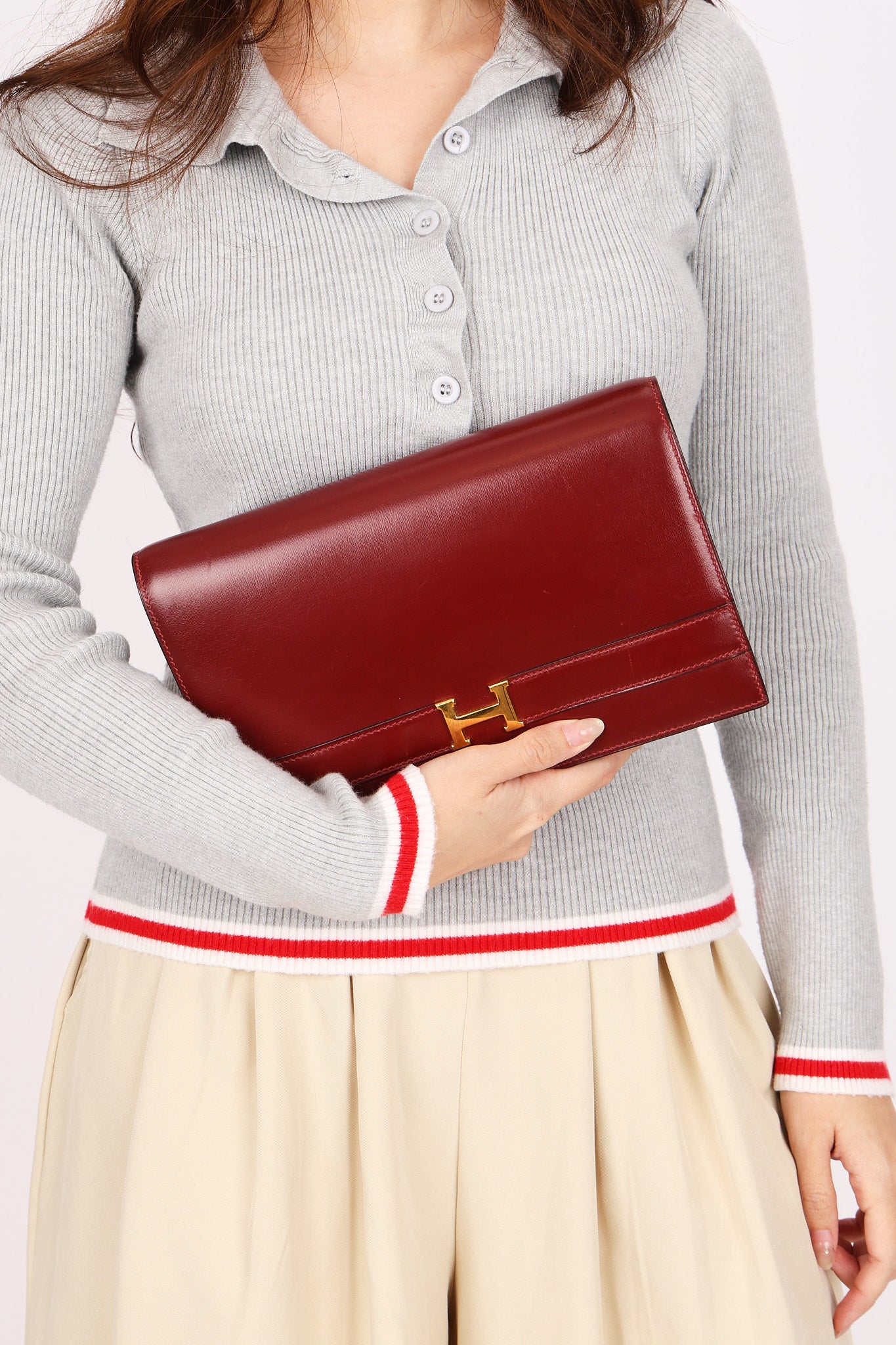 Hermès Annie Shoulder Bag Rouge H Box GHW 1984