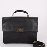 Chanel Double-Sided CC Business Black Caviar 1990s 24K GP