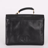 Chanel Double-Sided CC Business Black Caviar 1990s 24K GP