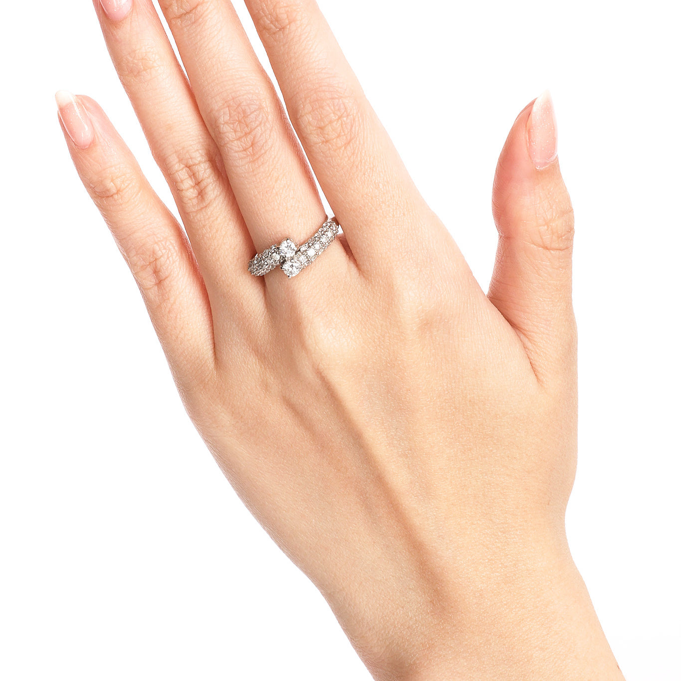 Pt900 Platinum and Diamond Crossover Ring, Size US 6 - Drop 53