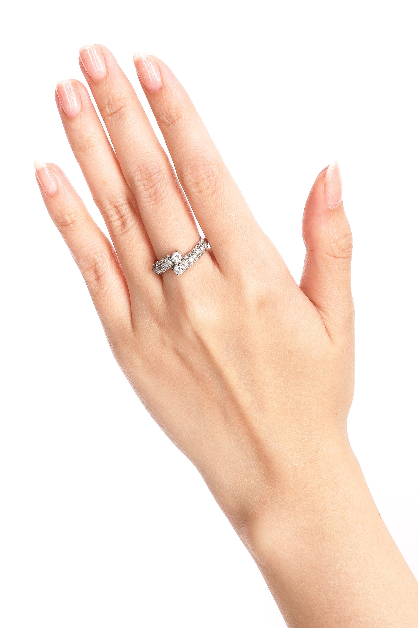 Pt900 Platinum and Diamond Crossover Ring, Size US 6 - Drop 53