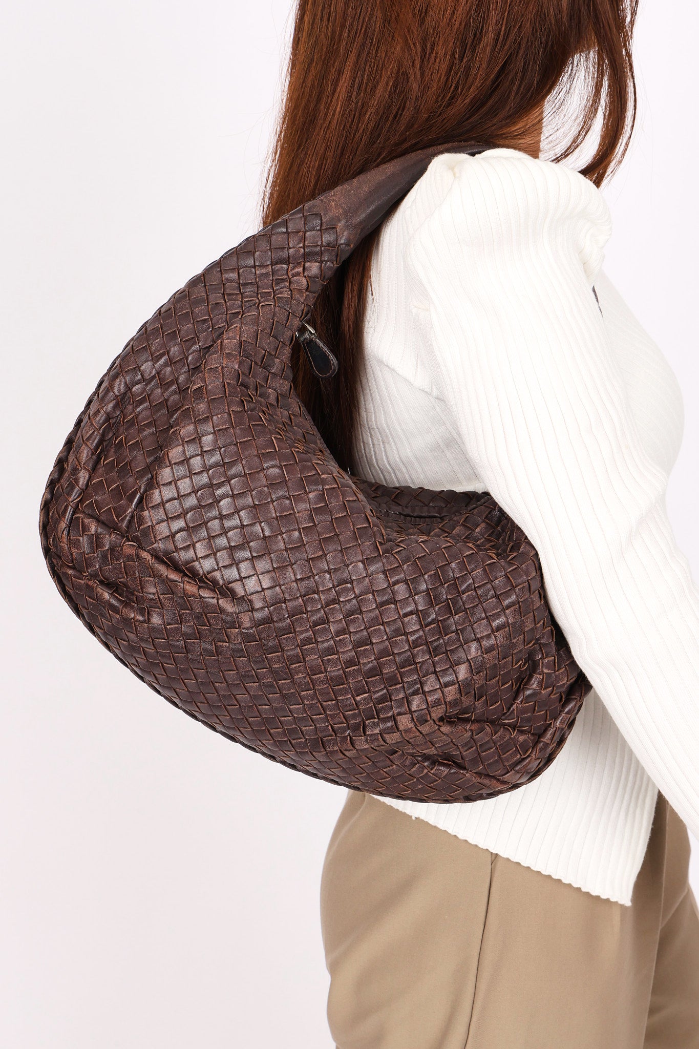 Bottega Veneta Small Intrecciato Hobo Dark Brown