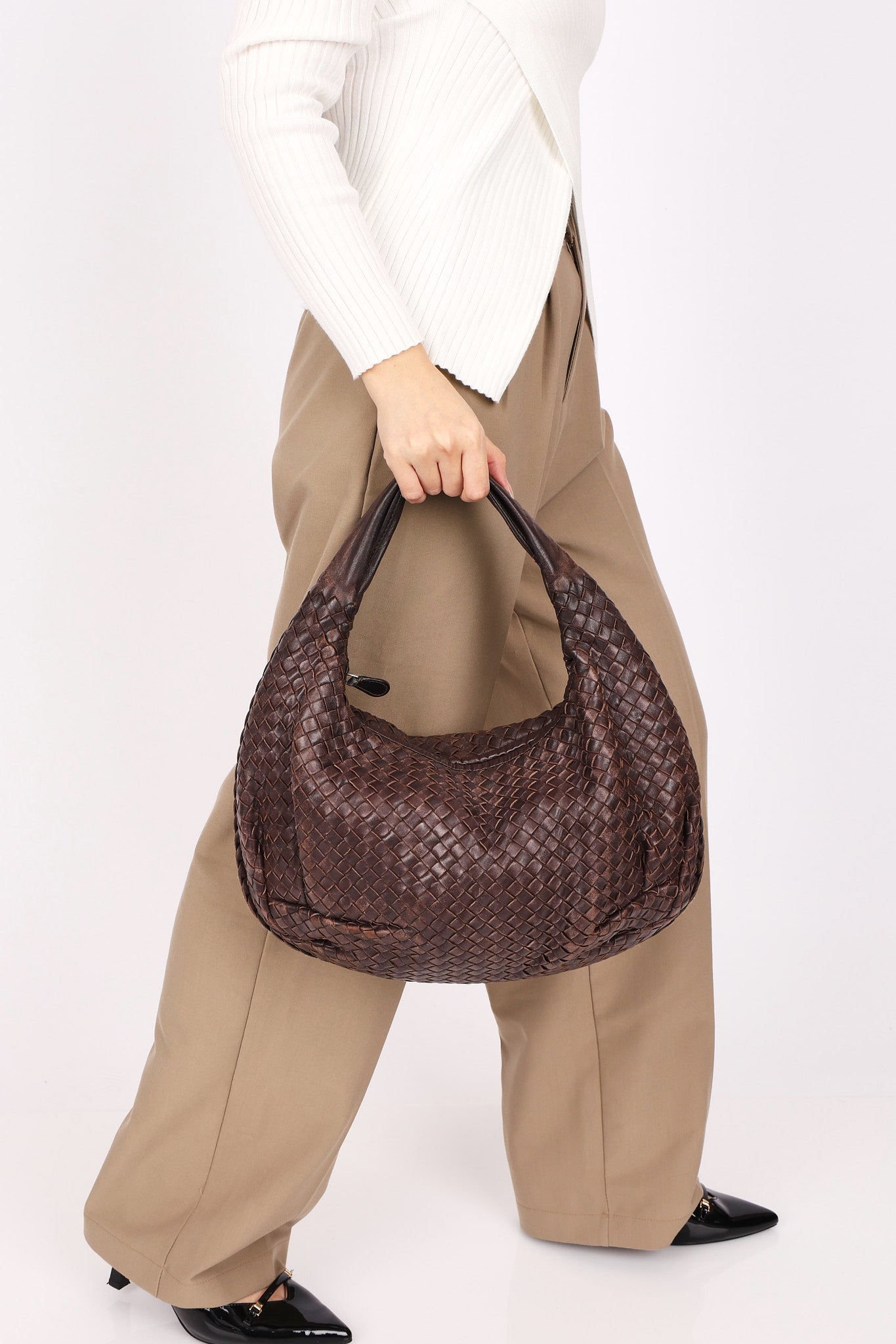 Bottega Veneta Small Intrecciato Hobo Dark Brown