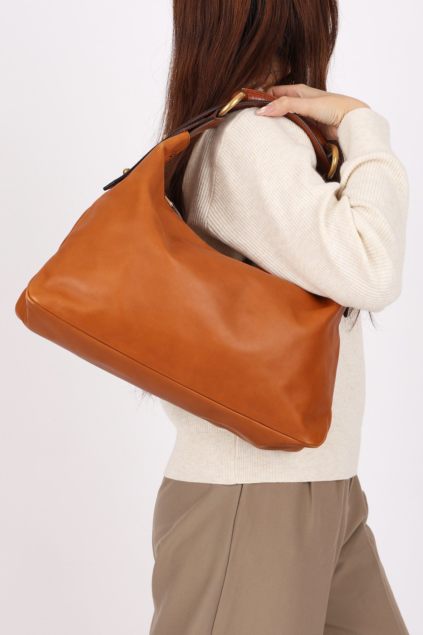 Gucci Leather Horsebit Pouch Shoulder Bag