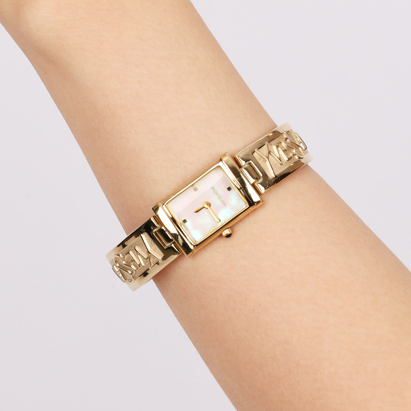 Saint Laurent Gold Pearl Watch