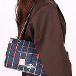 Limited Edition Chanel Woven Check Single Flap 2014 SHW