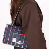 Limited Edition Chanel Woven Check Single Flap 2014 SHW