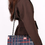 Limited Edition Chanel Woven Check Single Flap 2014 SHW