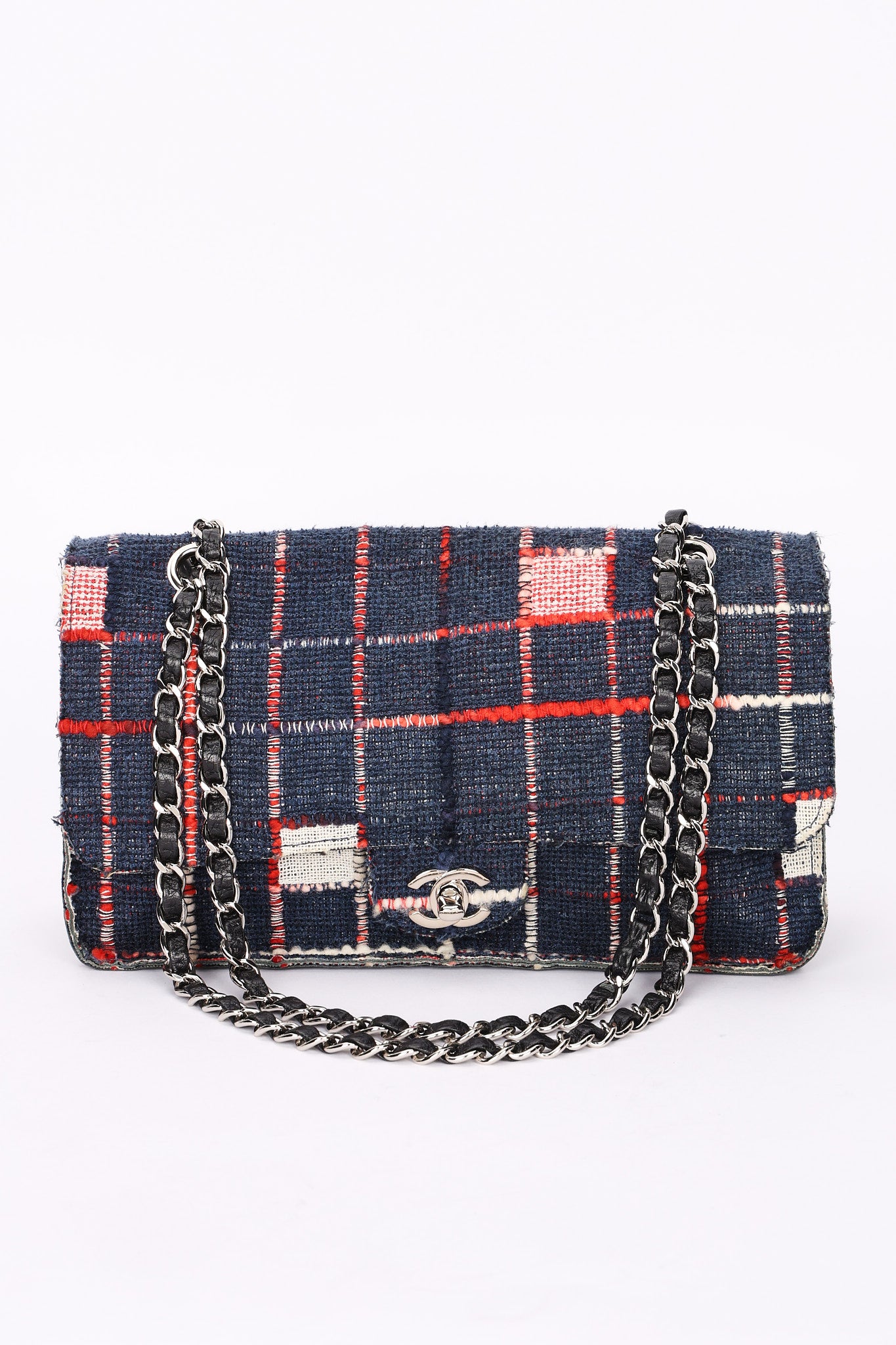 Limited Edition Chanel Woven Check Single Flap 2014 SHW