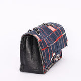 Limited Edition Chanel Woven Check Single Flap 2014 SHW