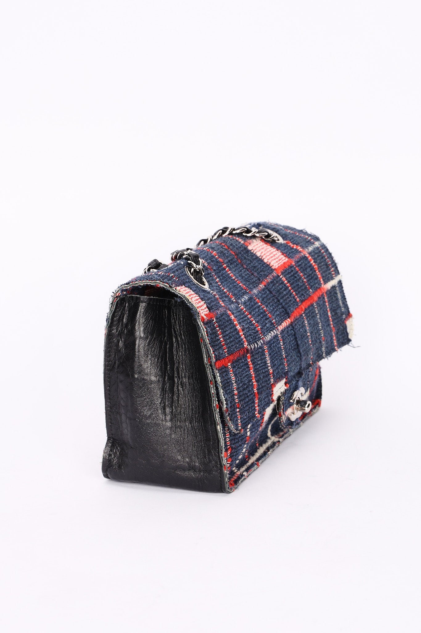 Limited Edition Chanel Woven Check Single Flap 2014 SHW