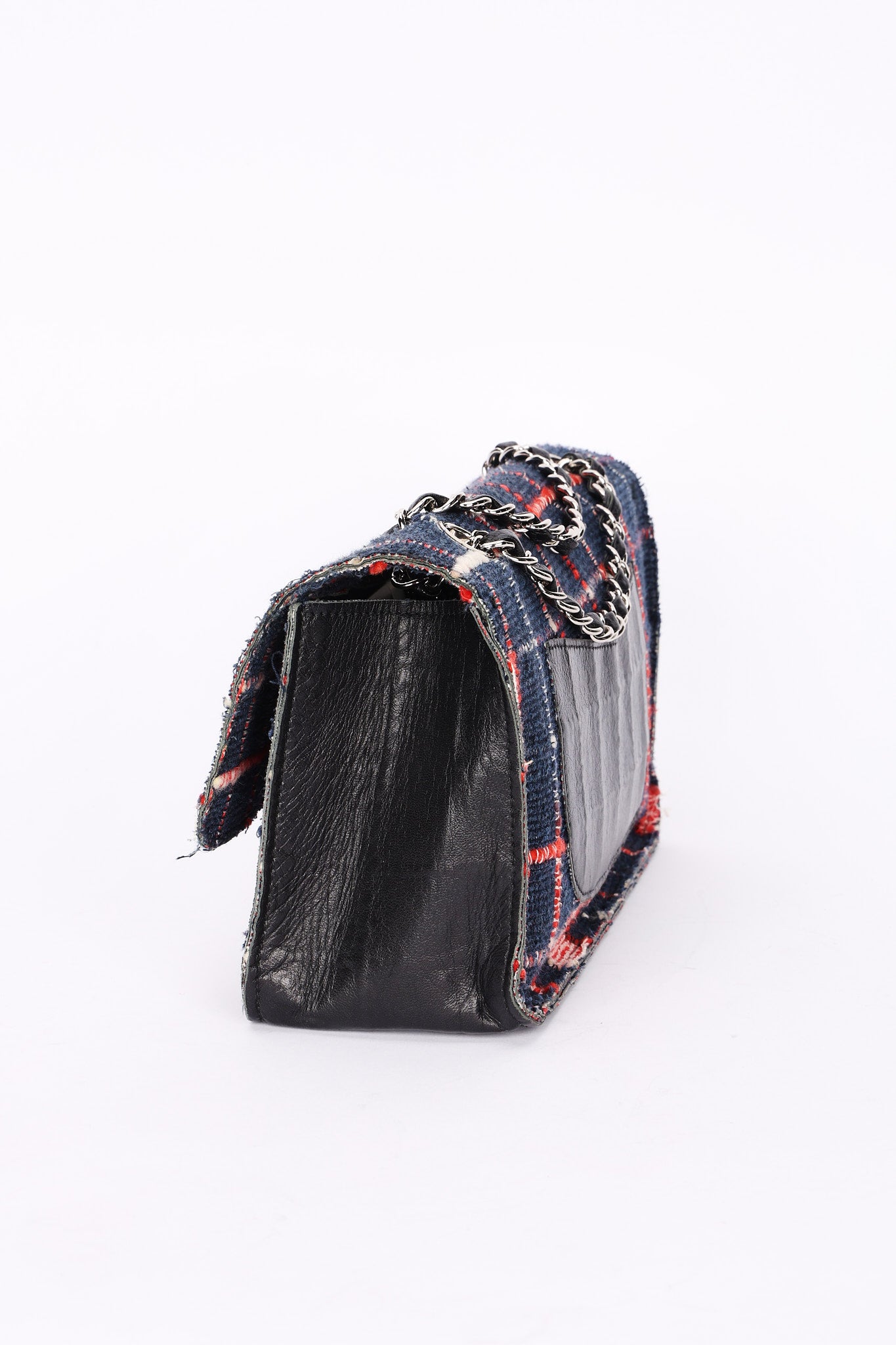 Limited Edition Chanel Woven Check Single Flap 2014 SHW