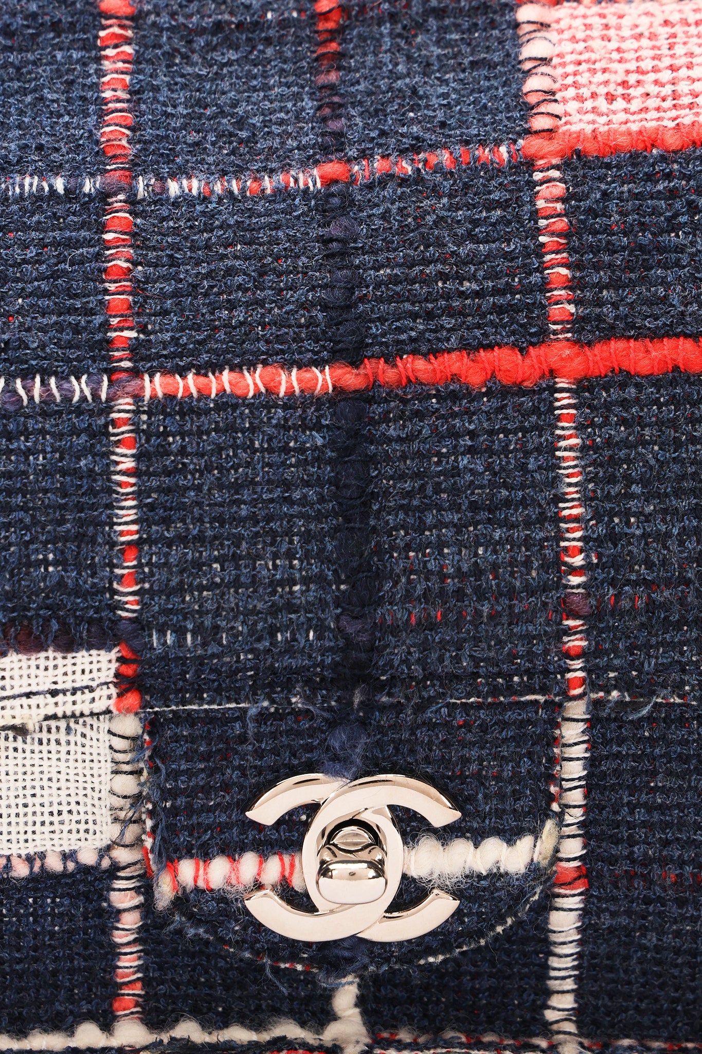 Limited Edition Chanel Woven Check Single Flap 2014 SHW