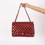 Chanel Maxi Classic Double Flap Ruby Red Patent 2010s SHW