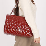 Chanel Maxi Classic Double Flap Ruby Red Patent SHW