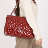 Chanel Maxi Classic Double Flap Ruby Red Patent SHW