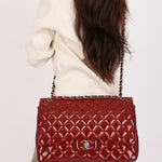 Chanel Maxi Classic Double Flap Ruby Red Patent SHW