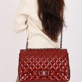 Chanel Maxi Classic Double Flap Ruby Red Patent SHW