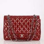 Chanel Maxi Classic Double Flap Ruby Red Patent SHW