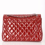 Chanel Maxi Classic Double Flap Ruby Red Patent SHW