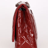 Chanel Maxi Classic Double Flap Ruby Red Patent SHW