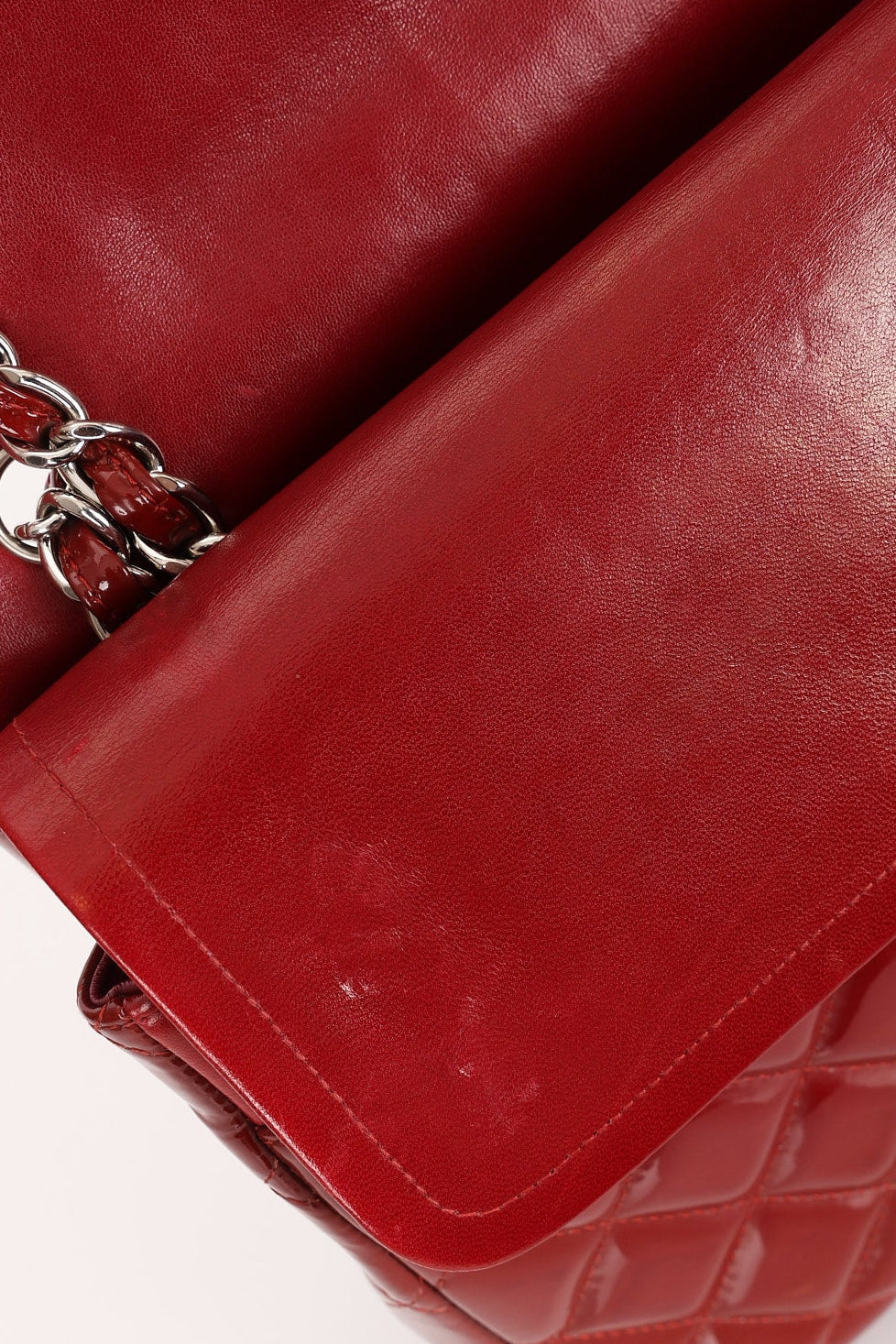 Chanel Maxi Classic Double Flap Ruby Red Patent SHW