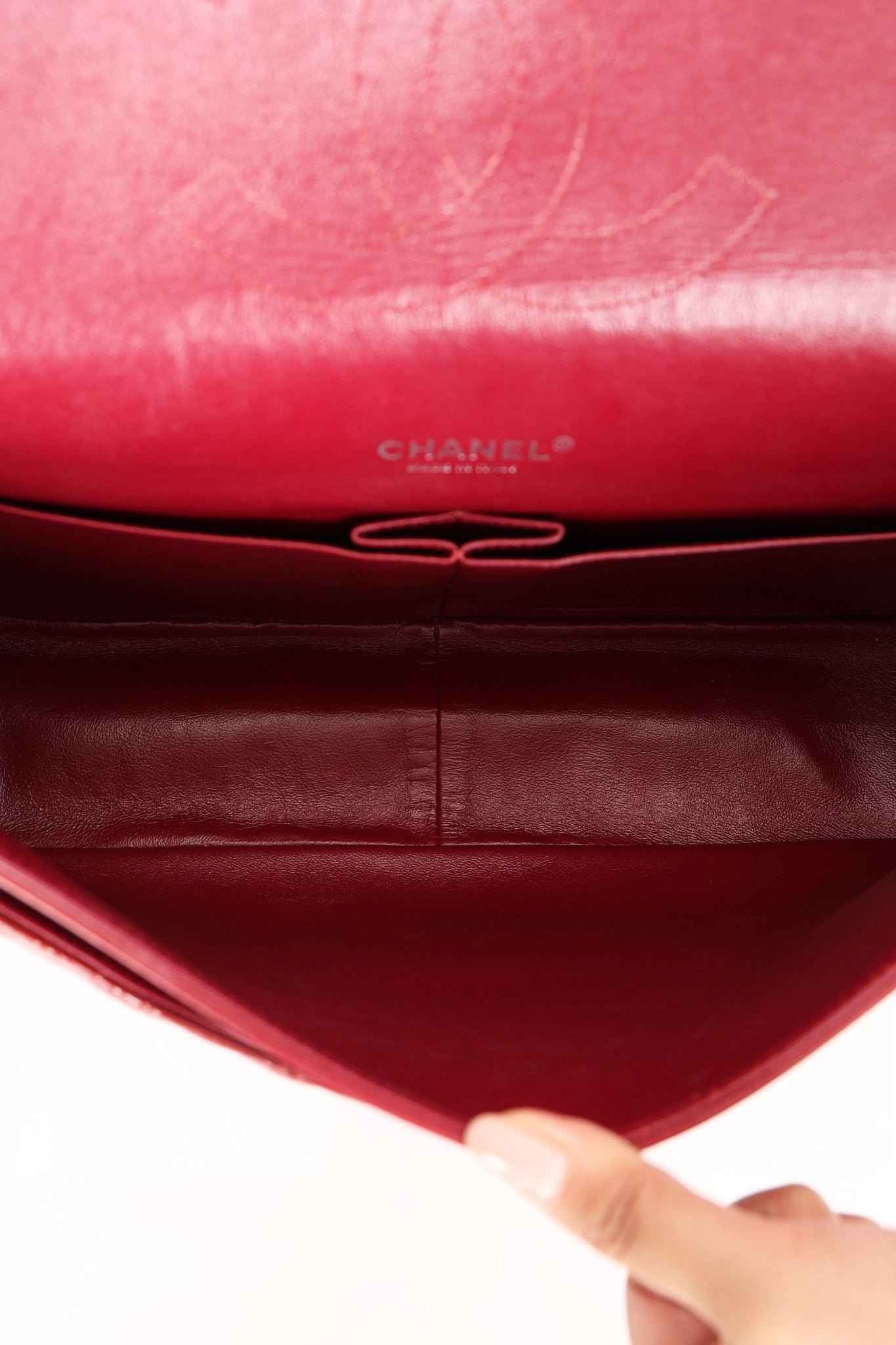Chanel Maxi Classic Double Flap Ruby Red Patent SHW