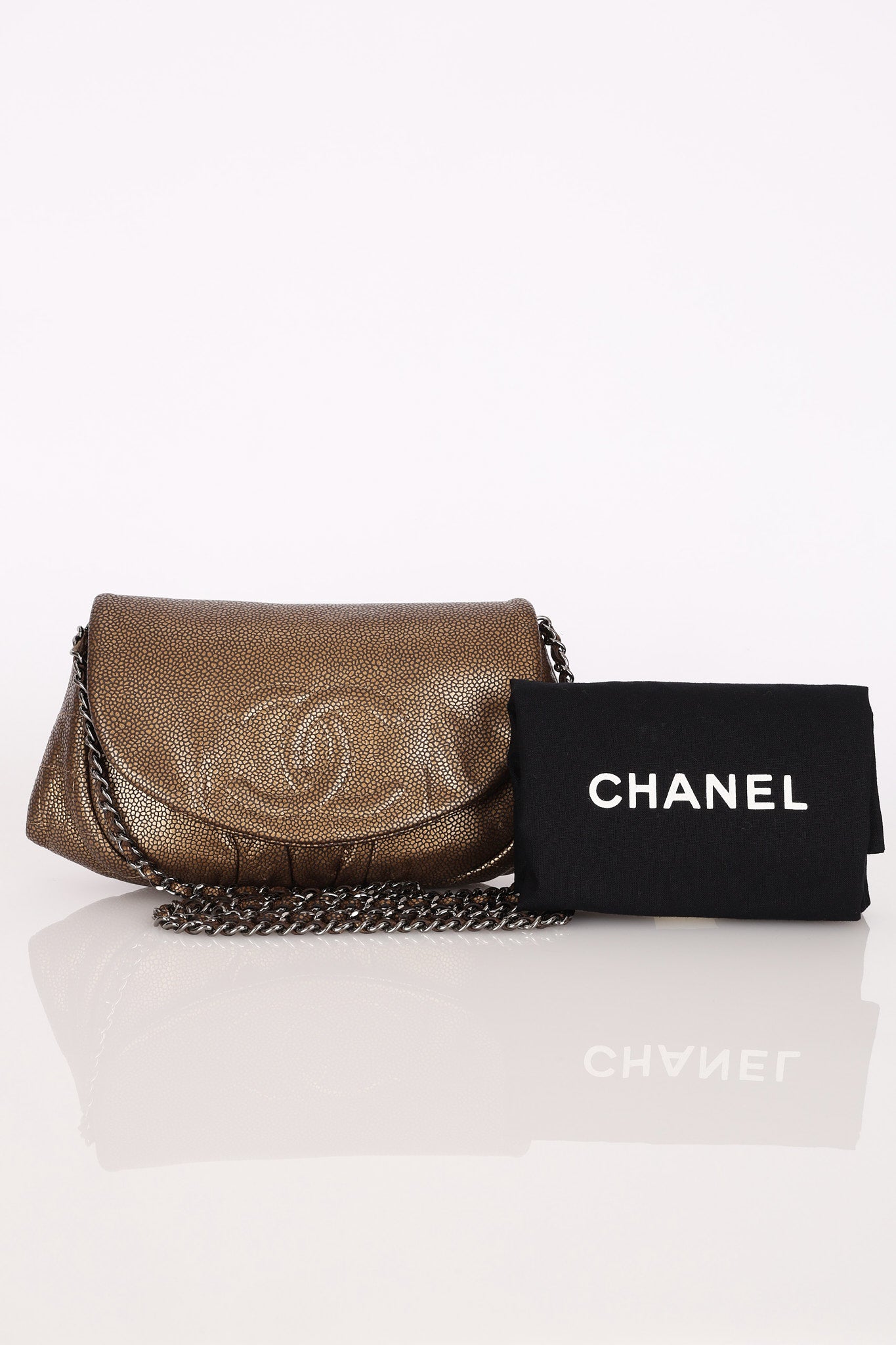 Chanel Half Moon Wallet on Chain Metallic Bronze DSHW