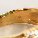 18K Yellow Gold Emerald and Diamond Channel Ring, Size US 7