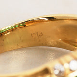 18K Yellow Gold Emerald and Diamond Channel Ring, Size US 7