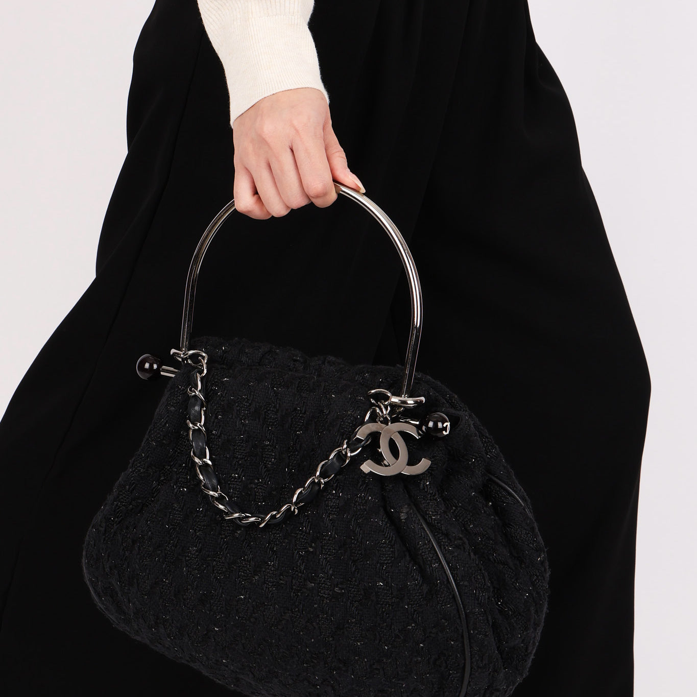Chanel Tweed Boucle Knitting Bag SHW