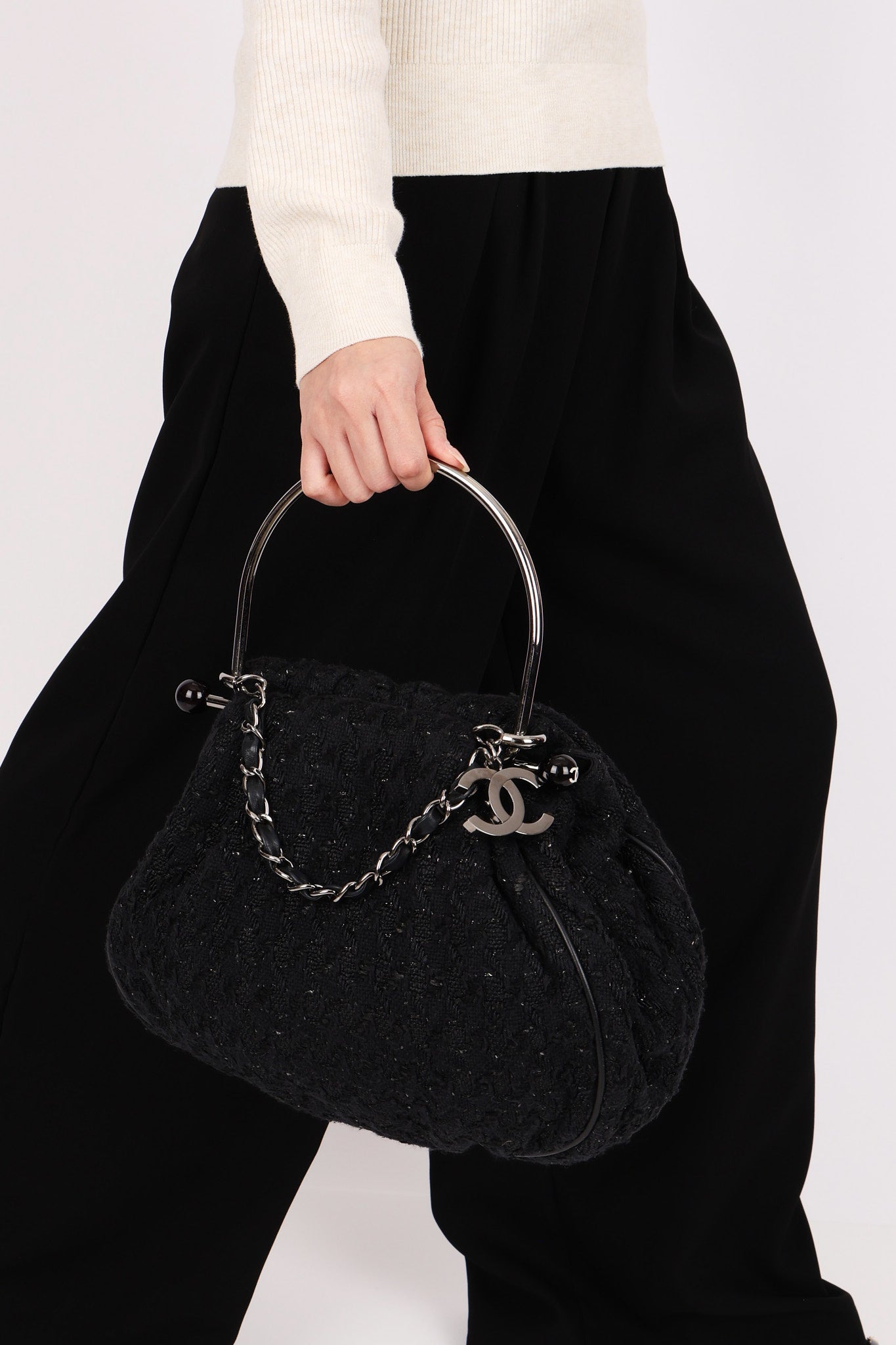 Chanel Tweed Boucle Knitting Bag SHW