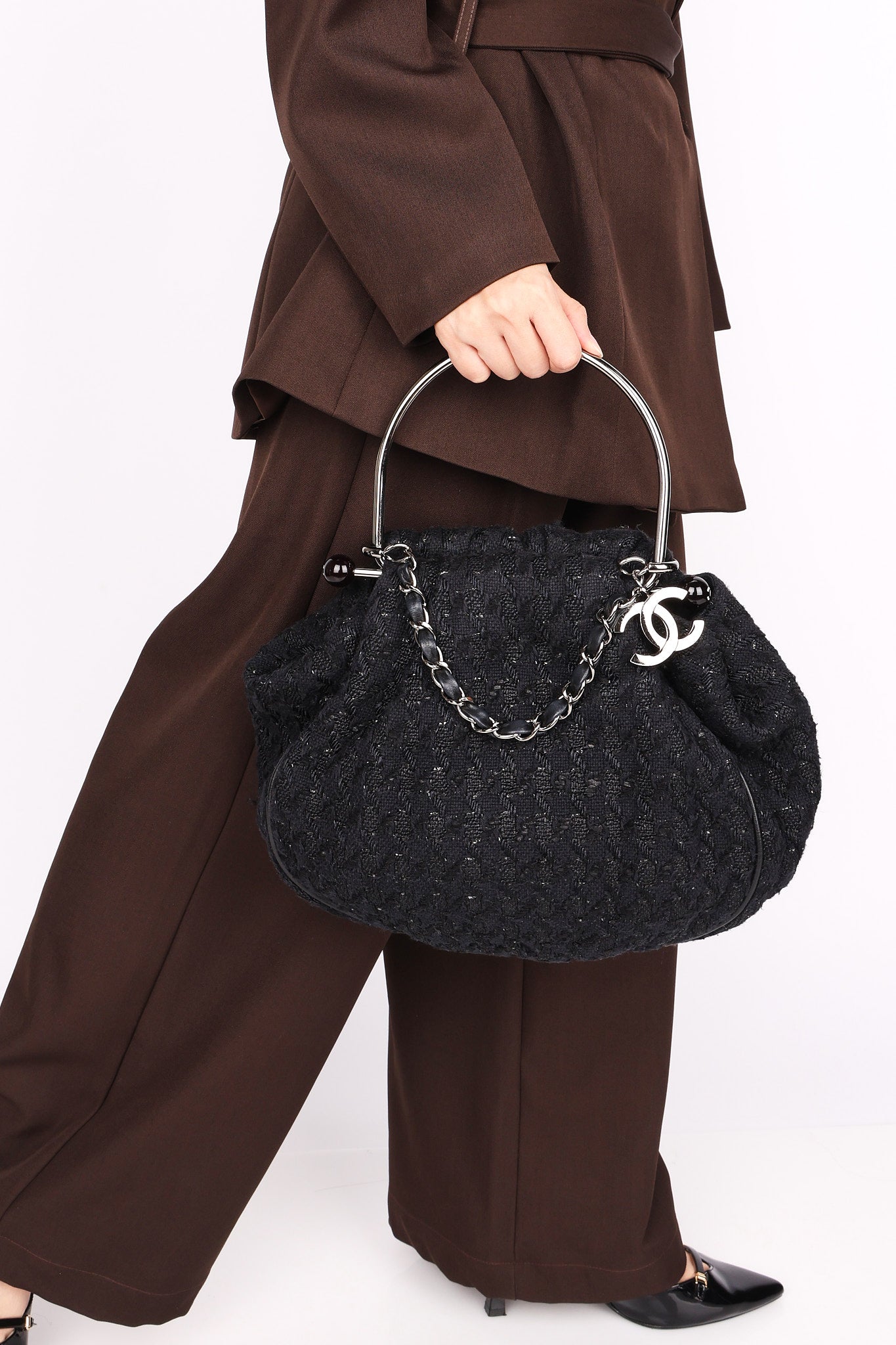 Chanel Tweed Boucle Knitting Bag 2005 SHW